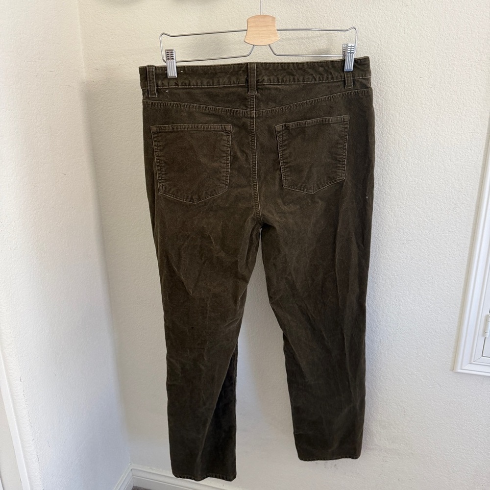 TALBOTS STRETCH CORDUROY STRAIGHT LEG PANTS deep moss green size 12P - Picture 5 of 9
